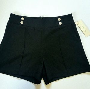 *Sophie Rue* NWT Dressy Black Shorts Gold Buttons